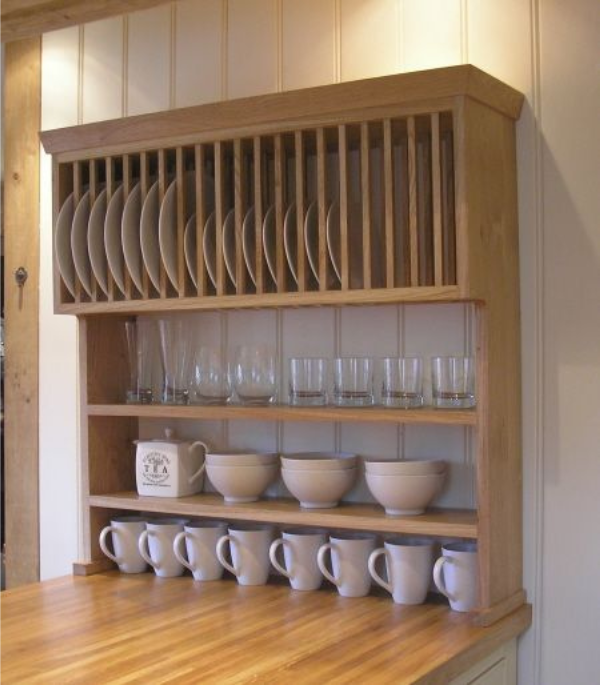 A wooden dish rack